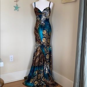 Super Sexy Animal Turquoise Detailed Dress